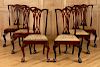 SET 6 MAHOGANY CHIPPENDALE STYLE SIDE CHAIRS 1890