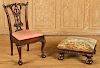 CHIPPENDALE STYLE MAHOGANY CHILDS CHAIR & STOOL