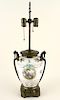DRESDEN PORCELAIN BRASS TABLE LAMP HAND PAINTED