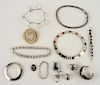COLLECTION OF 14 PIECES OF SILVER JEWELRY