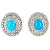Persian Turquoise Diamond Platinum Earrings