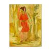 Manuel Bordogna, Venezuelan (20th C) Oil on board "Girl in Woods" Signed and titled lower right. Go