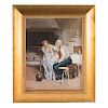 Russian School. Seated Couple, Oil on Canvas