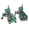 Pair Chinese Porcelain Crouching Foo Dogs
