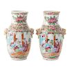 Pair Chinese Export Rose Medallion miniature vases