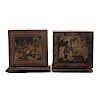 Pair Chinese Black Lacquer Boxes with Bases
