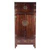 Chinese elm wood & brass cabinet