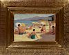 Paul Delormoz (1895-1980). Oil on hard board of bathers at the beach