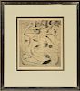 Joan Miro etching, abstract composition, pencil signed and numbered