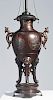 Large Chinese bronze censer converted to a lamp