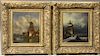 Two 19th C. oil on panel of Dutch winter scenes framed