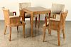OAK ELM FRENCH GAMES TABLE 4 MATCHING OAK CHAIRS