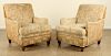 PAIR UPHOLSTERED ARM CHAIRS MANNER OF JANSEN
