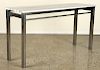 STEEL CONSOLE TABLE BLUE STRIPED MARBLE TOP