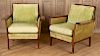 PAIR ROSEWOOD UPHOLSTERED CLUB CHAIRS CIRCA 1950