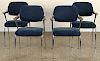 SET 4 WOOD CHROME CHAIRS UPHOLSTERED BY THONET
