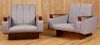 RESTORED PAIR LOUNGE CHAIRS ANGLED ARMS C. 1960