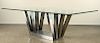 ULTRA MODERN CHROME BASE DINING TABLE GLASS TOP