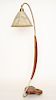 CARVED WOOD BRASS NATURALISTIC FLOOR LAMP C.1950