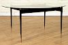 IRON AND BRONZE COFFEE TABLE GLASS TOP C.1960