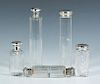 Five Scent Bottles with Silver Tops, British