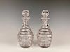 Pair of Heavy Cut Crystal Faceted Decanters
