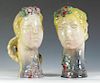 Pair of Glazed Ceramic Heads by Walter Sinz