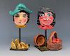 Pair of Glazed Ceramic Heads by Renate Nacinovic