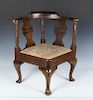 An English Queen Anne Oak Child's Corner Chair