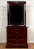 FRENCH MAHOGANY MARBLE TOP COMMODE & MIRROR