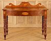 19TH C. CARVED MAHOGANY CONSOLE WITH FAN INLAY