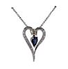 14K Gold Diamond Sapphire Heart Pendant Necklace