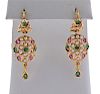 20k Gold Pearl Ruby Emerald Earrings 