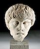 Roman Marble Head of a Youthful Barbarian