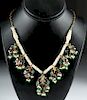 19th C. Indian Gold, Seed Pearl, & Gemstone Necklace