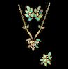18K Opal Diamond Necklace Earrings & Ring Set
