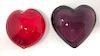Red Heart Paperweight & Art Glass Heart Paperweight