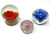 Three Floral Art Glass Paperweights