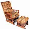 Towne Square Oak Glider Rocking Chair w/ Footstool