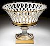CONTINENTAL VIEUX PARIS PORCELAIN RETICULATED BASKET ON STAND (CORBEILLE)