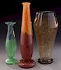 (3) Modeled Schneider glass vases,
