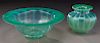 (2) Steuben oriental jade glass items,
