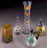 (5) French enameled glass vases,