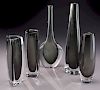 (5) Orrefors glass vases.