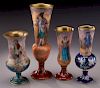 (4) French enamel on copper footed urns,