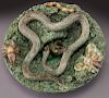 Portuguese Palissy plate decorated with a snake,