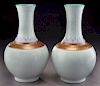 Pr. Chinese white, gold & iron rust porcelain vase