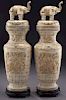 Pr. Chinese carved bone lidded vases,