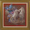 Maurizio Mago (20th C. Italian) oil on canvas of white horses