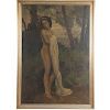 Anónimo. Desnudo femenino. Óleo sobre tela. Enmarcado en madera dorada.